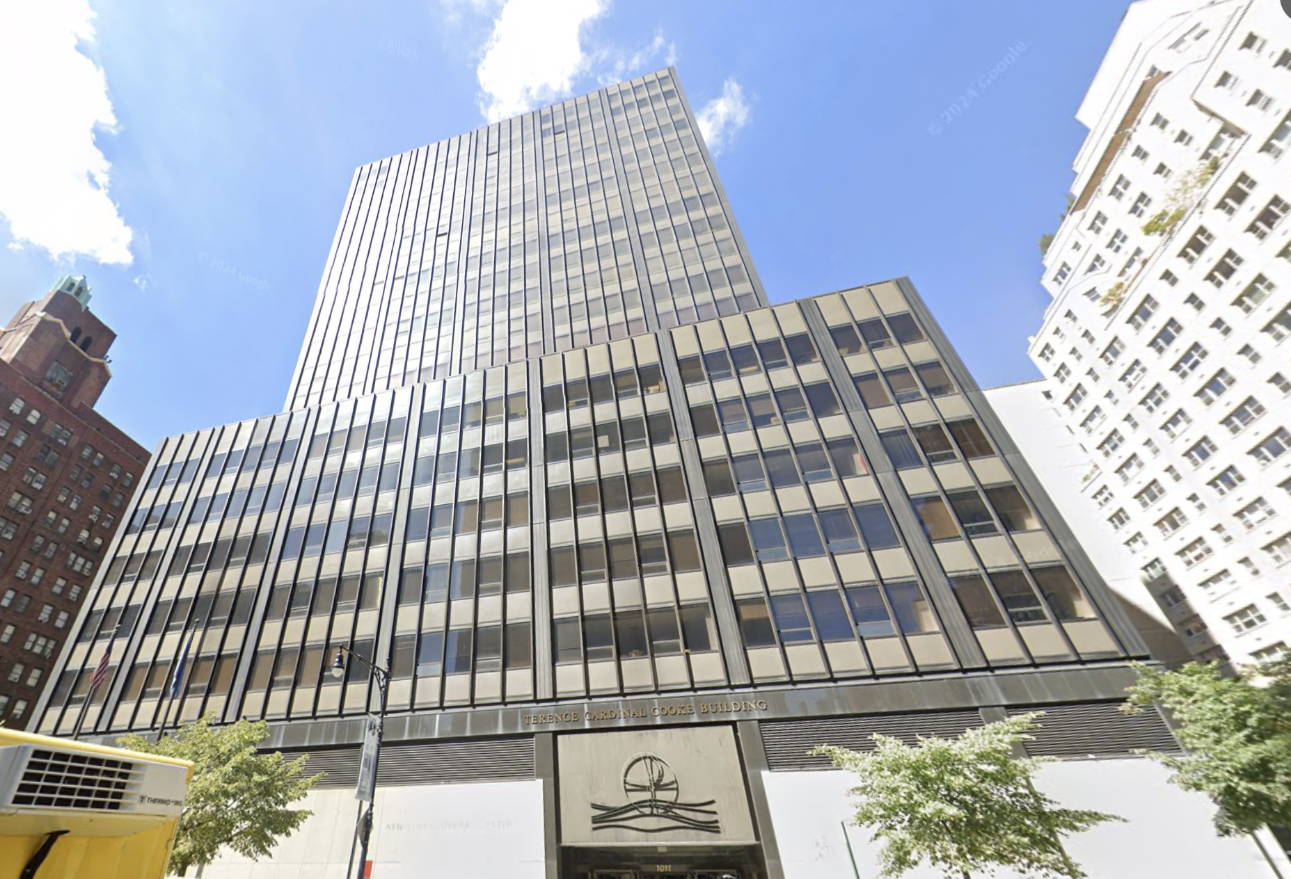 1011 First Ave., the previous headquarters of The Roman Catholic Archdiocese of New York, which Vanbarton Group plans to convert to housing. 
