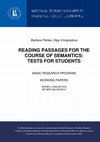 Research paper thumbnail of Reading Passages for the Course of Semantics: Tests for Students