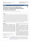 Research paper thumbnail of Potential functions and applications of diverse microbial exopolysaccharides in marine environments