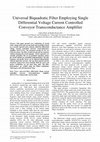 Research paper thumbnail of Universal Biquadratic Filter Employing Single Differential Voltage Current Controlled Conveyor Transconductance Amplifier