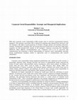 Research paper thumbnail of Corporate social responsibility: a strategic and profitable response to entry?
