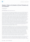 Research paper thumbnail of Review of: "Okolo on the Question of African Philosophy and its Periodization