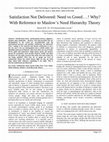 Research paper thumbnail of Satisfaction Not Delivered Need vs Greed Why