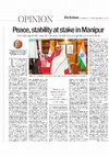 Research paper thumbnail of Peace, Stability at Stake in Manipur