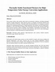 Research paper thumbnail of Thermally Stable Functional Polymers for High-Temperature Solar Energy Conversion Applications