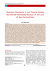 Research paper thumbnail of Quantum Mechanics is not Physical Reality But Mental Potentiality Because of the Law of Non-Contradiction