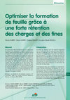 Research paper thumbnail of Optimiser la formation de feuille grâce à une forte rétention des charges et des fines
