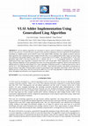 Research paper thumbnail of VLSI Adder Implementation Using Generalized Ling Algorithm