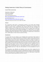 Research paper thumbnail of Putting content into a vehicle theory of consciousness
