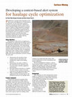 Research paper thumbnail of Developing a context-based alert system for haulage cycle optimization