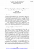 Research paper thumbnail of L'influence de l'anglais sur la syntaxe du français: une étude de cas concernant la voix passive (2010)