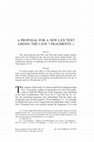 Research paper thumbnail of “A Proposal for a New LXX Text among the Cave 7 Fragments.” Revue de Qumran 29.1/109  (2017): 105–117.