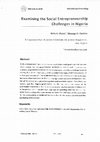 Research paper thumbnail of EXAMINING THE SOCIAL ENTREPRENEURSHIP CHALLENGES IN NIGERIA