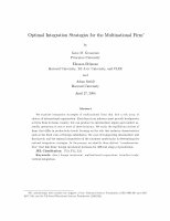 Research paper thumbnail of Optimal Integration Strategies for the Multinational Firm