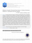 Research paper thumbnail of Influence Of Leadersâ€™ Perceived Power Source On Nigeria Surbodinate Employeesâ€™ Commitment And Work Attitude