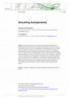 Research paper thumbnail of Actuating (Auto)Poiesis
