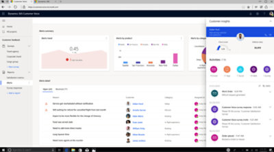 Screenshot dell'interfaccia di Microsoft Dynamics 365 Customer Voice che mostra il riepilogo degli avvisi e gli avvisi per prodotto
