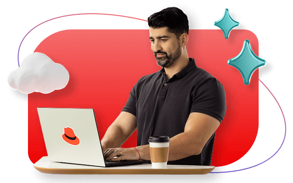 person with laptop and graphics