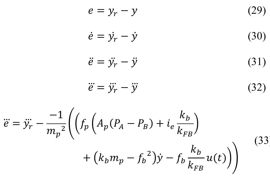 The sliding surface, s(t) used in this work is described by: