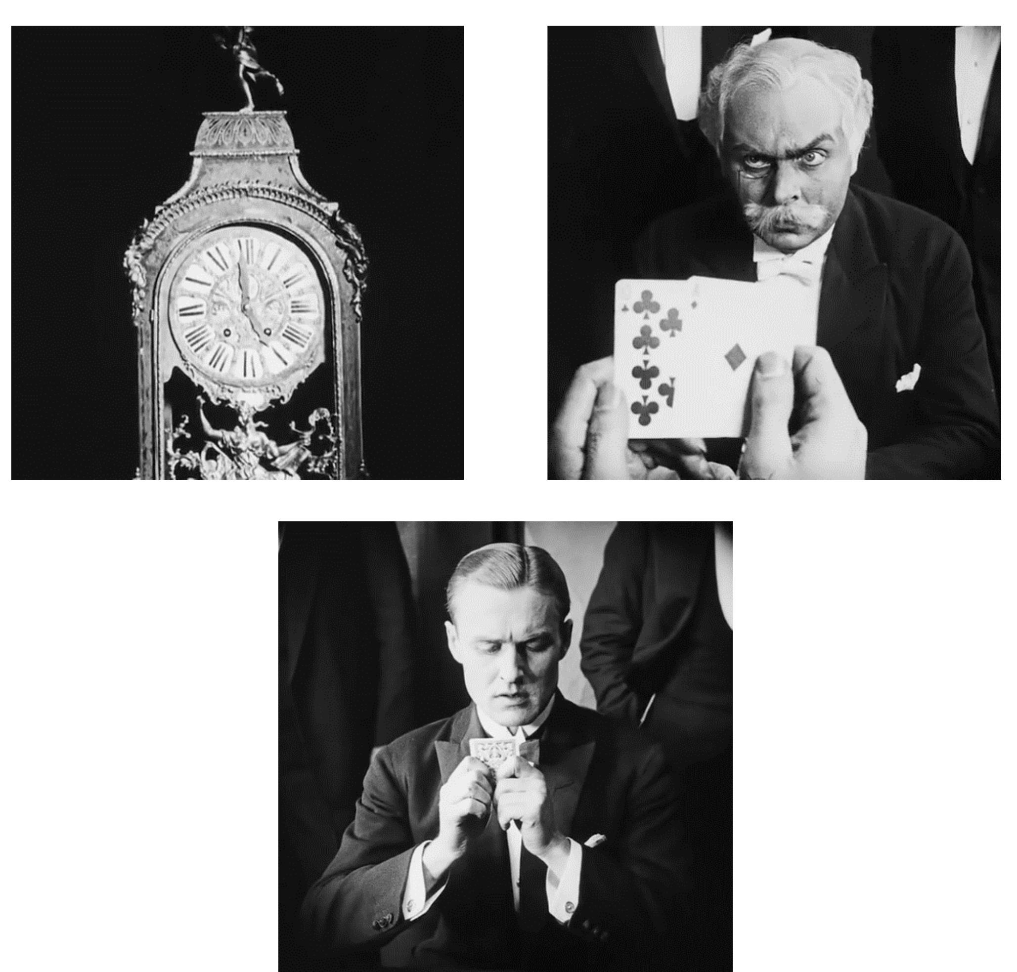 a double life: (1) a respected medical doctor and (2) a puppeteer who tricks people (eg. the other protagonist Hull) through his hypnotic, even demonic, powers. The film reveals a radical transformation of modern temporality where acceleration and standstill coincide. In a key gambling scene, the clock races forward and suddenly stands still. It documents how the expansion of modes of gambling have been extended from the action on the casino floor, to the stock market, and to role play in modern society. One example to illustrate these themes from early film noir is that of Dr. Mabuse, the protagonist in Dr. Mabuse, The Gambler: An Image of Time (Fritz Lang 1922). Dr. Mabuse, also referred to as the great unknown, lives actions are, at least in part, determined by, depending on one’s perspective, chance or fate rather than human reason and mere skill. Just like the characters in film noir, the gambler is subject to misinterpretations by himself as well as by others. Thus, Hull, the protagonist in the gambling scene depicted above, does not notice One is tempted to ask: Why is gambling a recurring theme not only in this classic work, but more broadly in the genre of film noir? An obvious answer is that gambling takes place beneath the surface of order. In games of chance, the gambler willingly engages in more or less controlled risk-taking. The gambler’s