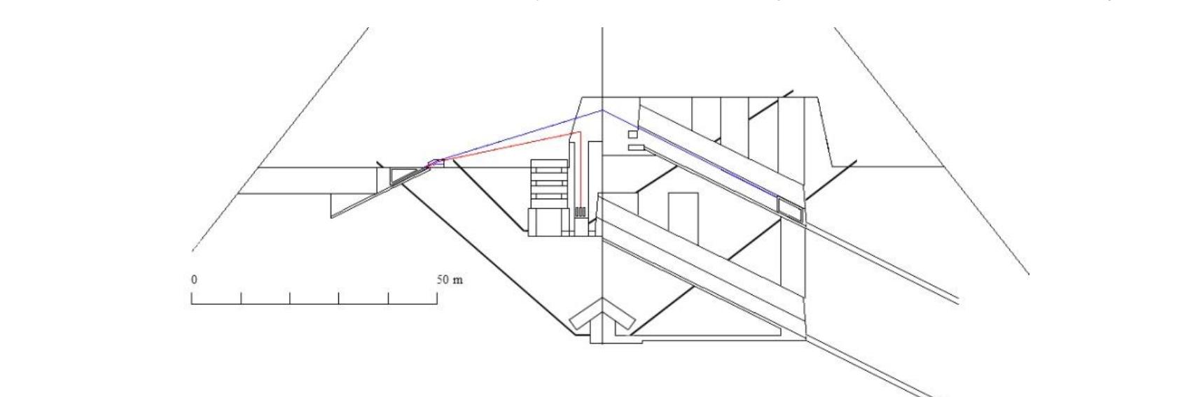 After the traction, the beam has reached its delivery level. The counterweight and the motor are in the low position
