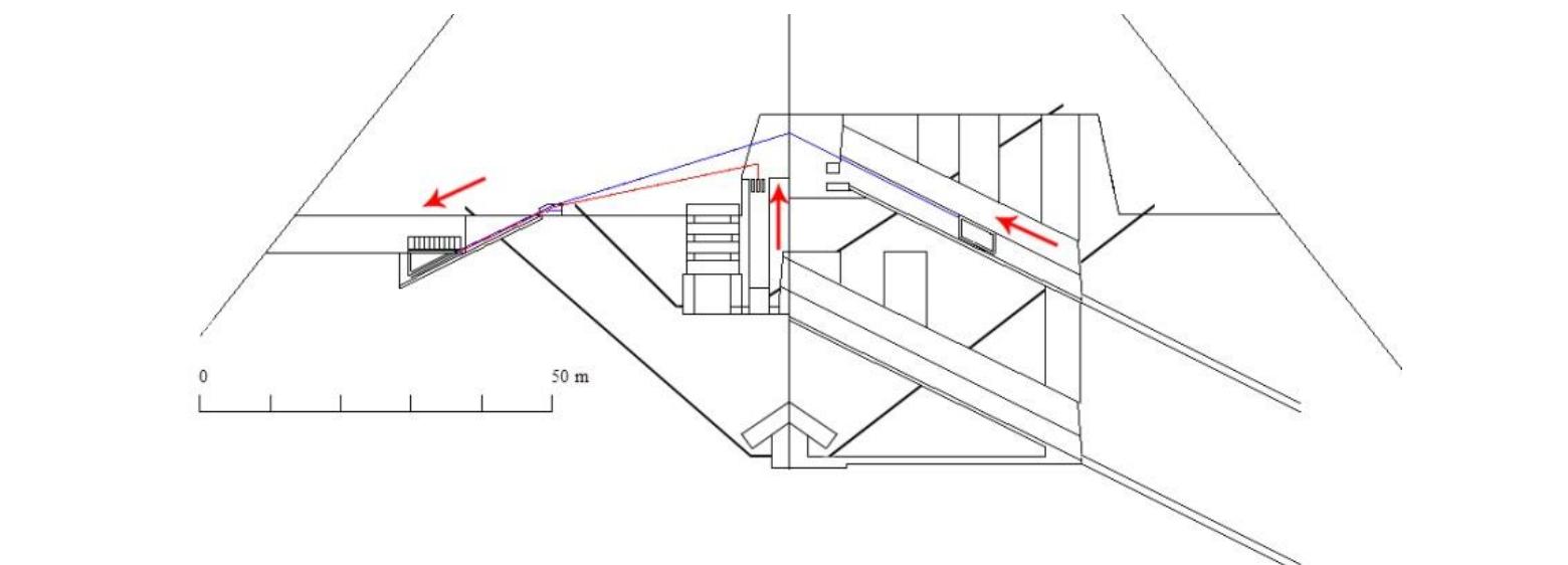 The first traction of the rearmament is finished; its run was slowed down by a team holding the platform.
The counterweight is at the halfway point of its reset; the motor is in the upper position.
