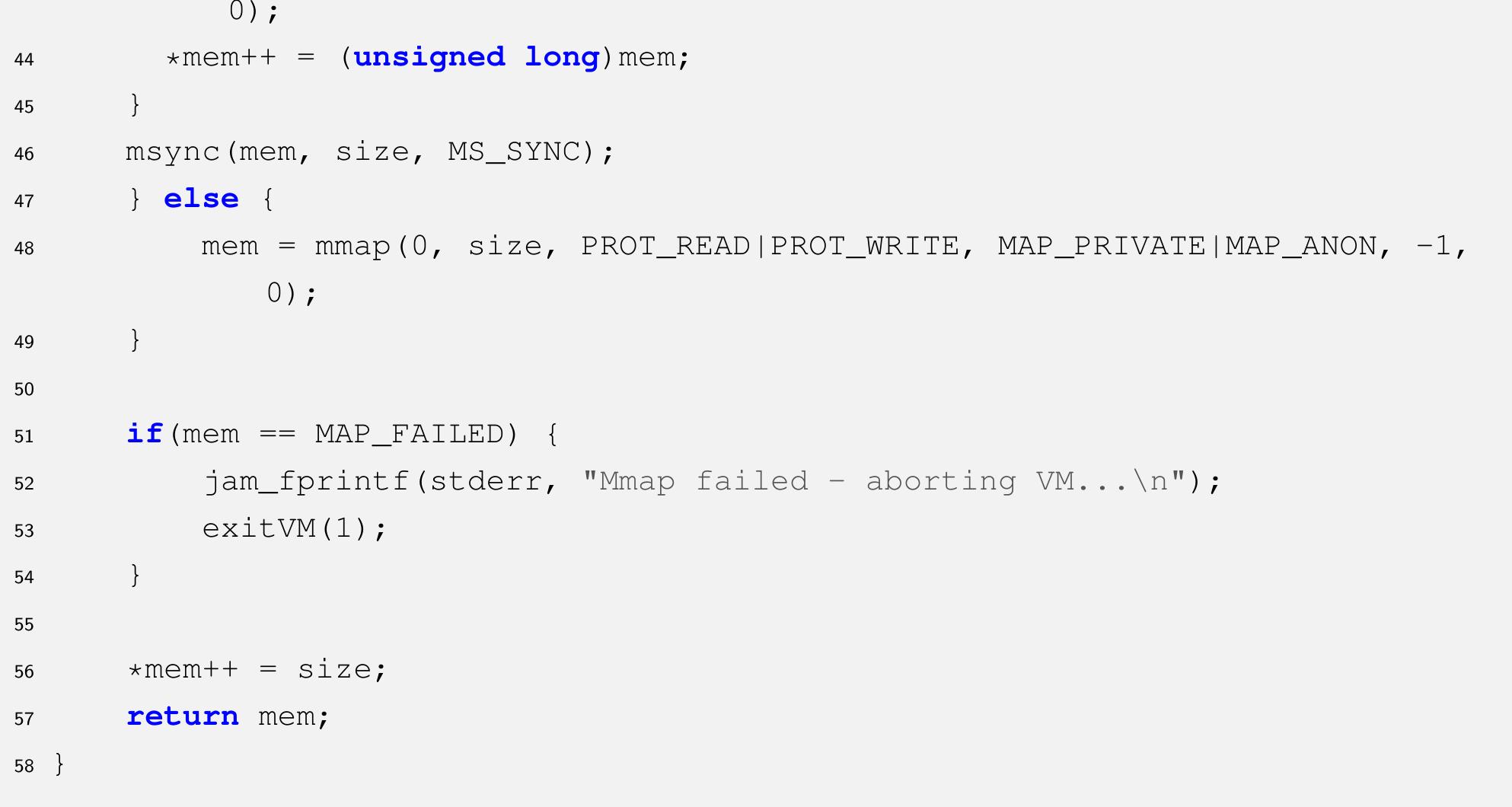 A struct called OPC (Orthogonal Persistence Context), shown previously on Listing A.12, contains 