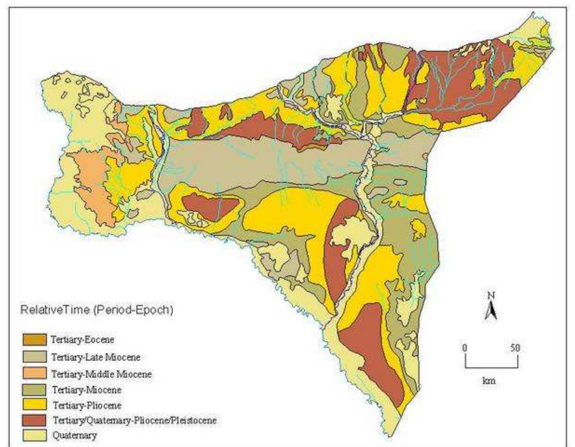 Figure 8. Relative geological dates for deposits in the Jazira. 