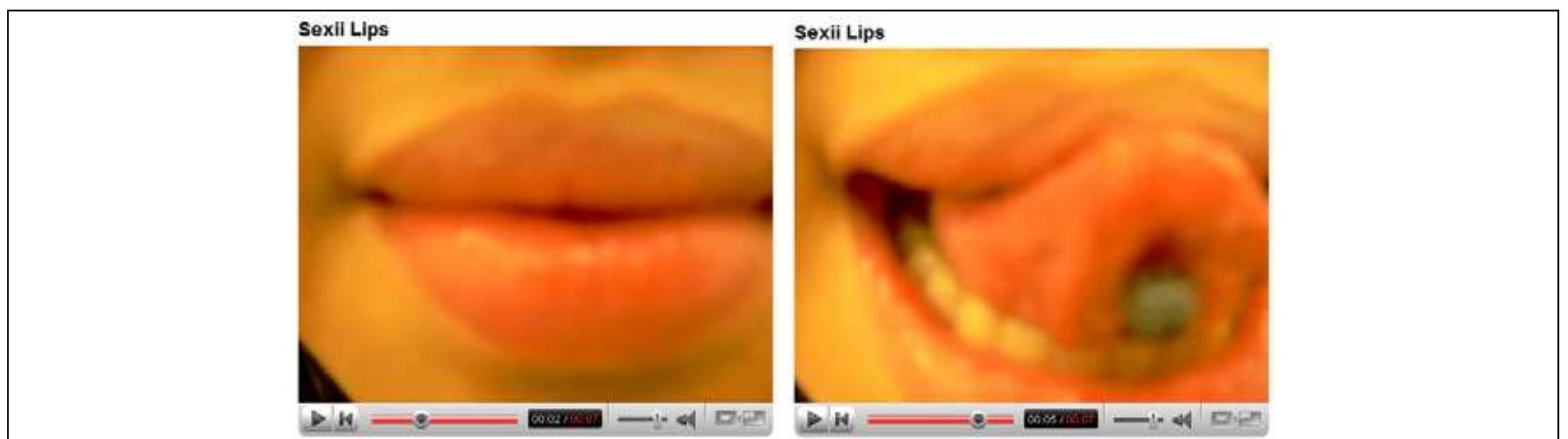 Fig. 62 Snapshots of a close-shot of lips and pierced tongue licking them. 