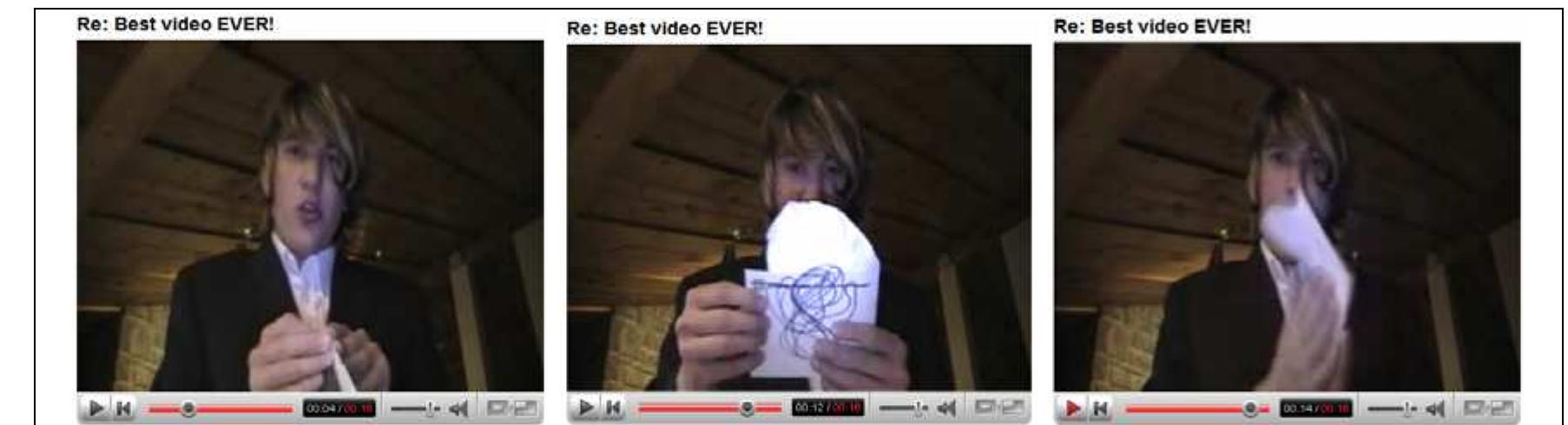 Fig. 73 Snapshots of the nomination-enactment response.  Another (You)Tuber addresses Chris Crocker directly and says: 