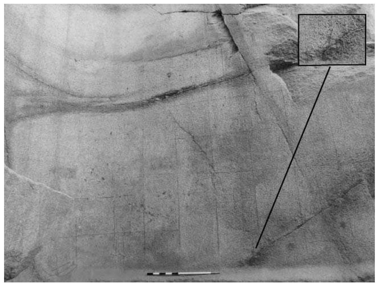 Fig. 9 — Horizontal and vertical lines in Area A2, scale with the photo is x m. 