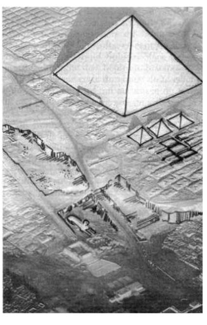 Naturellement, le seul fait que le Grand Sphinx occupe la limite méridionale des carriéres de Chéops ne prouve pas encore que c'est indubitablement Chéops qui a eu I'idée de le faire sculpter. Pourtant, il est impensable que sous un régne aussi prodigieux et dans un complexe funéraire d'une conception si  rigoureuse et grande, dont la perfection rarement égalée lui vaut encore aujourd'hui d'étre considéré comme une des merveilles, on ait par hasard laissé un roc aux abords méridionaux du chantier le plus  extraordinaire. Qui plus est, le roc est situé tout prés de la vallée et donc visible aux habitants de la résidence tout proche. » 