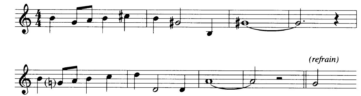 Example 28. “This Year’s Kisses,” verse, mm. 9-16  Again, these types of chromaticism often defy explanation in terms of a transposing lever. This is obviously true of the C-major verse of “This Year’s Kisses” (1937), in which the mode changes twice in a short span: as shown in Example 28, its second and final eight-bar phrase begins with a tonicization of II] (with 5, or Gi), but a measure later the melody is inflected to III (with #5, or Gi). The final four bars then begin like the first, with a return to III (5), which now serves to initiate a cycle of fifth-related chords on the level of, and progressing to, the domi- nant (i.e., II-VI-II’-V7-I of V). Consider also the sixteen-bar verse of “What’ll I Do?” (1924; Example 29): there the formal scheme is AA’; the second half begins as did the first, but then continues with chromatic inflection—i.e., what was C is now Ct, G now Gt, and F now Ft. The changes define a move from C major to E major, yet not only is there no exact transposition, the notes within the E-major segment are never analogous in terms of scale degrees to those within the C-major segment. 