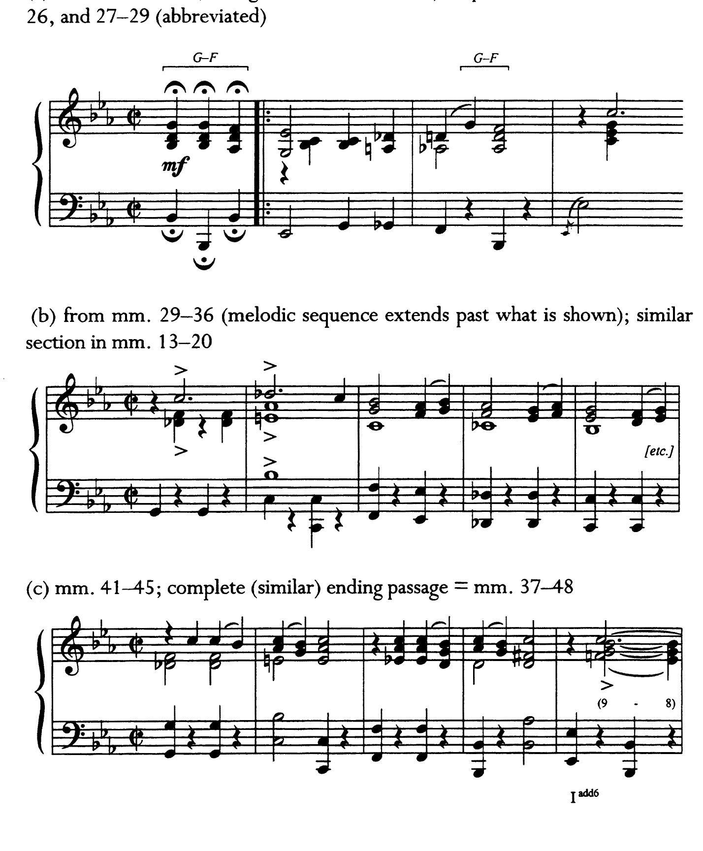 metric downbeats—are successively A4, B4, and DS. As shown in 23b, these three pitches are reversed to become the head of the refrain’s second main motive, which is initially DS—B4—A4—G4. Something similar is found when the prominent motive that opens the verse is compared with the final measures of the refrain, as 