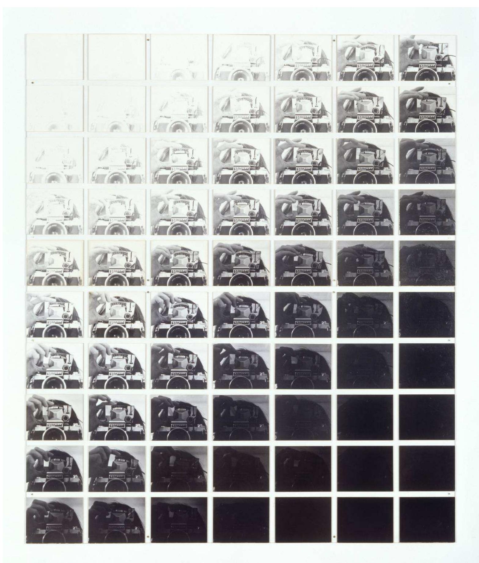 Figure 7: John Hilliard, Camera Recording its Own Condition (7 Apertures, 10 Speeds, 2 Mirrors), 1971, 70 photographs, black and white, on card on Perspex, Image: 21,74 x 18,32 cm, Reoroduced from http://www.tate.org.uk/art/artworks/hilliard-camera-recording-its- own-condition-7-apertures-10-speeds-2-mirrors-t03116 
