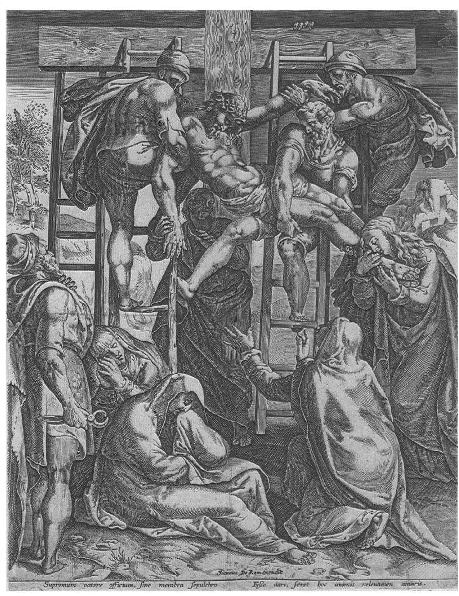 Fig. 16. Luca Bertelli, Deposition from the Cross, engraving 