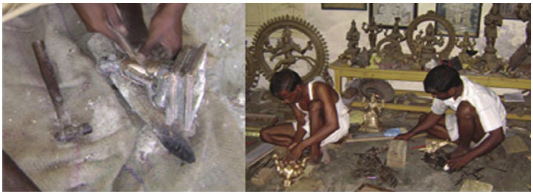 There author could like describe illustrate the aspects of continuity of bronze casting tradition in Tamil Nadu, through his survey of workshops in Tamil Nadu and experimental work. This table shows the materials which is used through ages. 