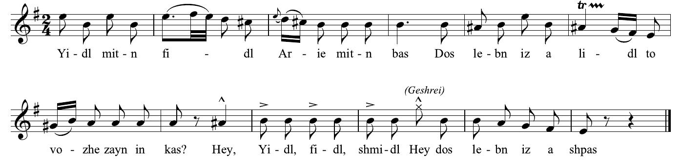 ixample 2 Refrain from ‘Yidl mitn fidl’ printed in piano-vocal score (1938) 