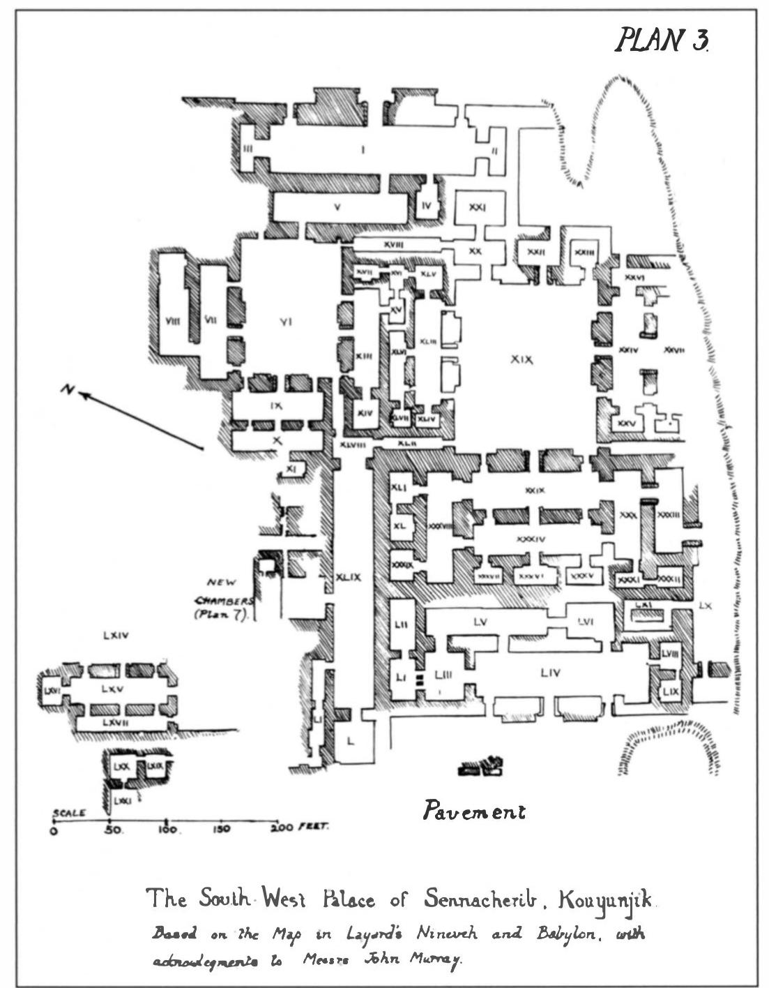 NEAR EASTERN SOURCES FOR THE PALACE OF ALKINOOS  Fig. 6. The South-West Palace of Sennacherib, Kouyunjik. (From Thompson and Hutchinson 1929, plan 3; courtesy of Luzac & Co.) 