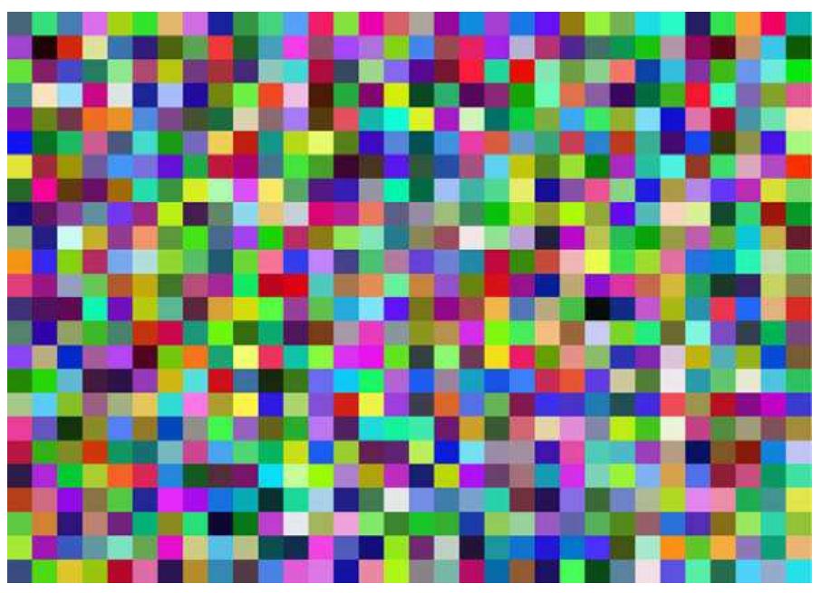 Fig. 3. Method evaluation in the case of colored surfaces: an appearance of a randomly generated colored pattern, printed out on a flat surface that is subsequently reconstructed. 