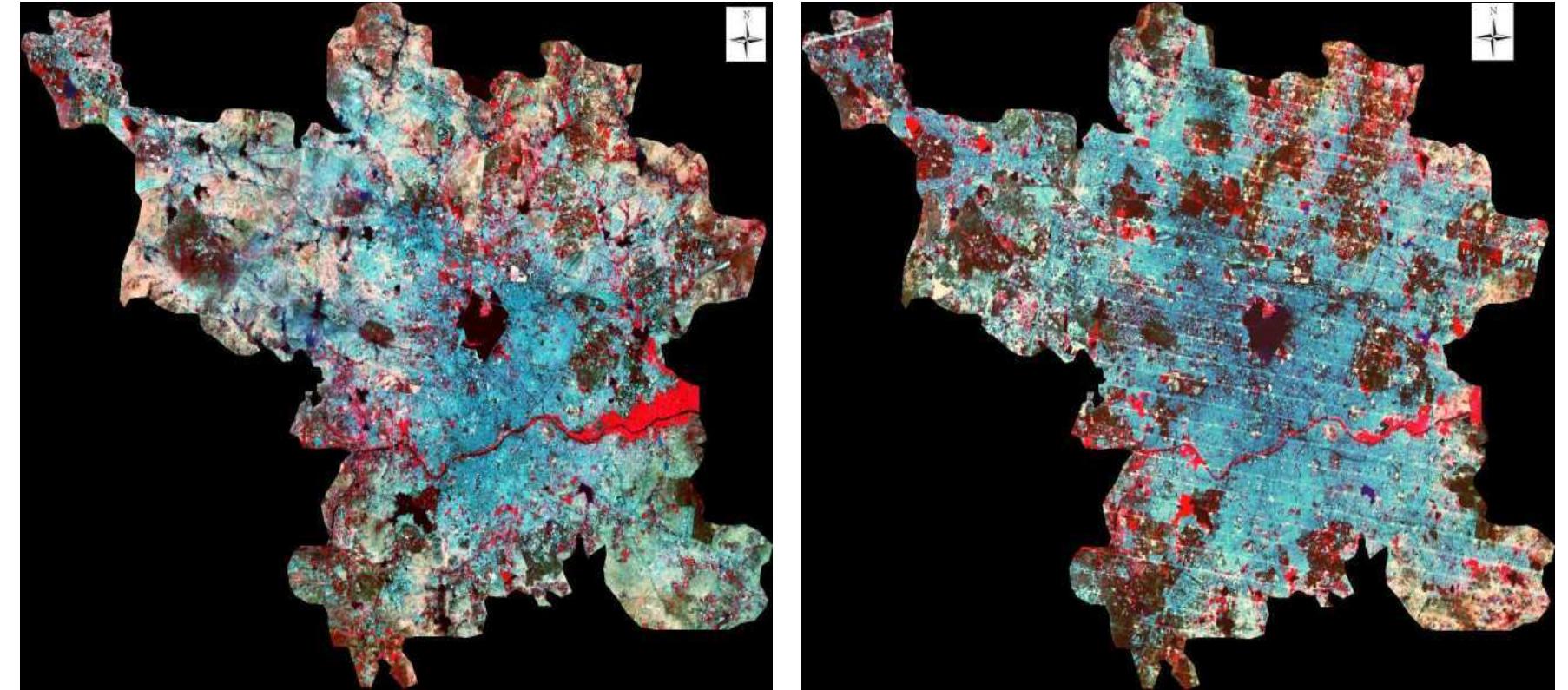 Fig.2 Landsat image of 1989 of Hyderabad Fig.3 Landsat image of 2011 of Hyderabad  Fig.2 and Fig.3 respectively below. 