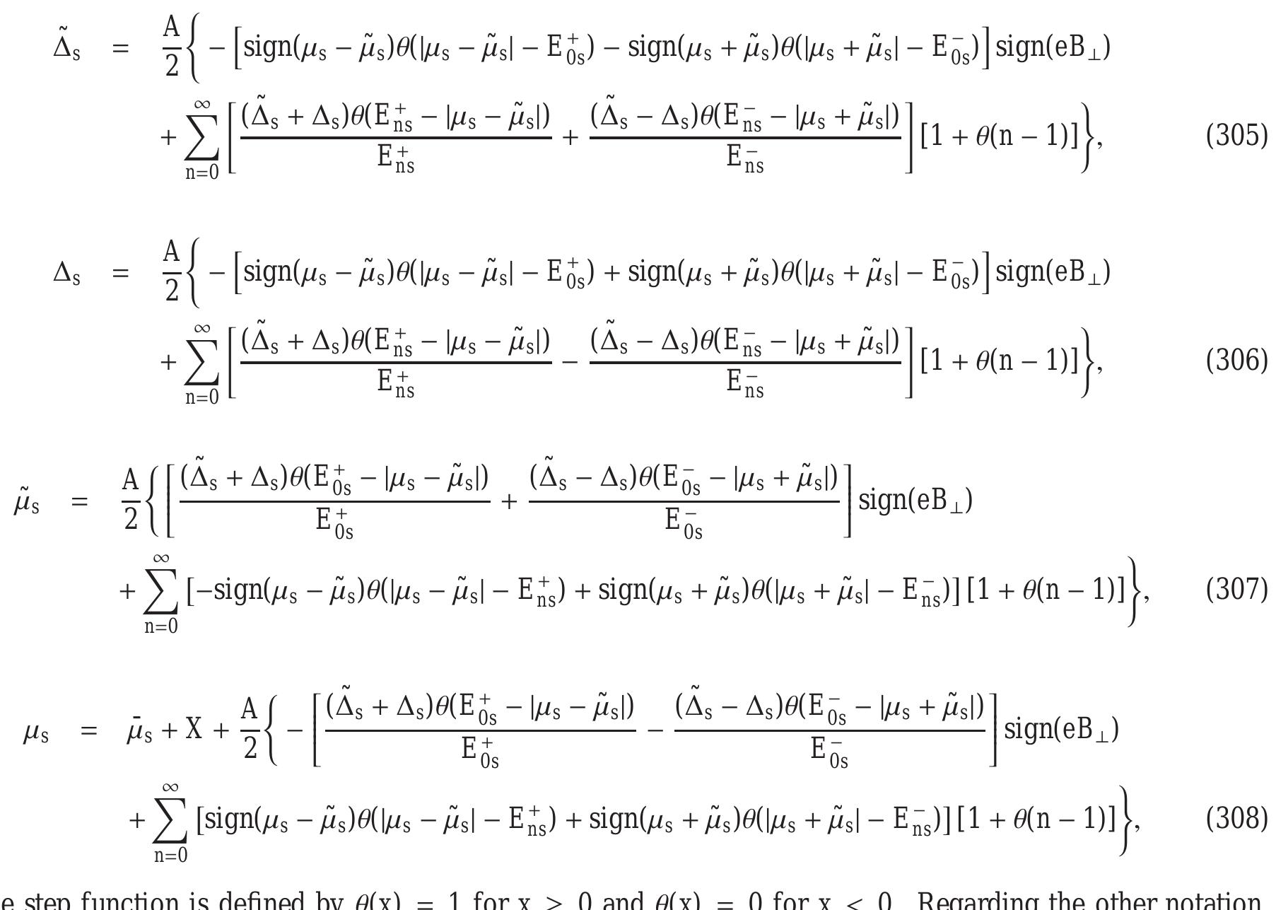 The equations for the Dirac masses A, and A, and the chemical potentials 4, and jz; follow from the matrix form of the gap equation in Eq. (294) and expression (299). Their derivation, while straightforward, is rather tedious. It is considered in A ppendix A in Ref. [169] in detail. At zero temperature, the equations are 