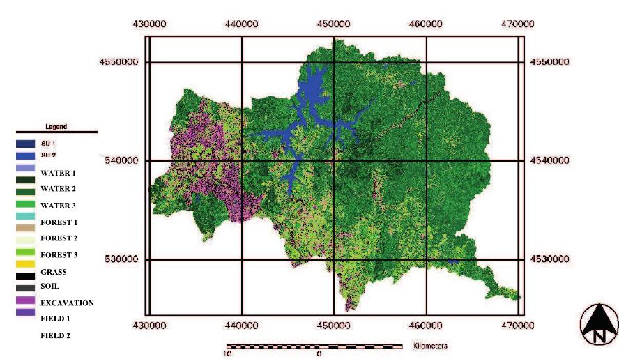 Fig 2. Classified images of the Omerli water basin area from 2006 Landsat 5 TM (Cogskun and Alparslan, 2009). 