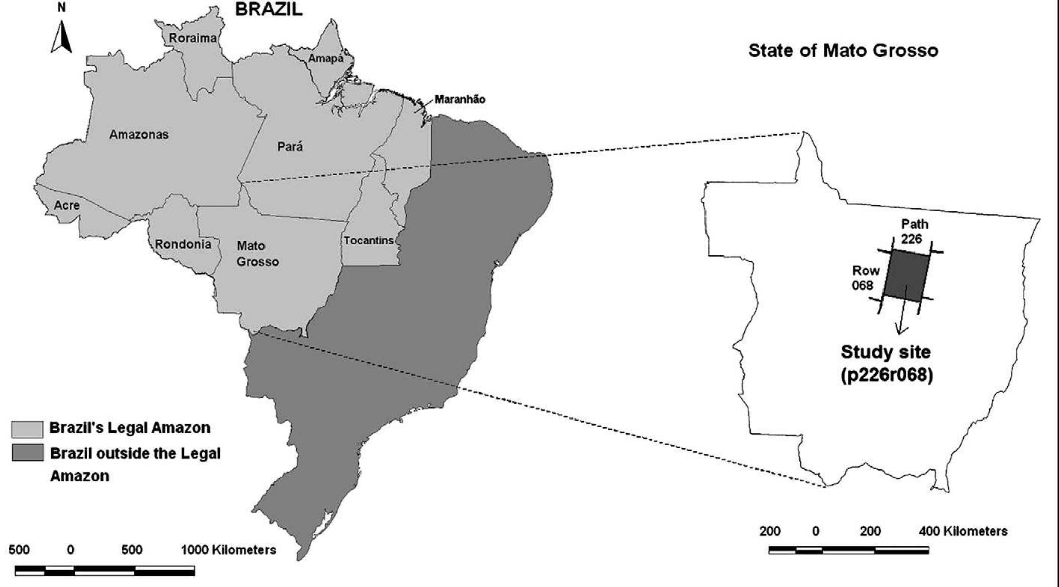 Fig. 1. Study site location (Landsat path 226 and row 068) within the State of Mato Grosso, Brazil.