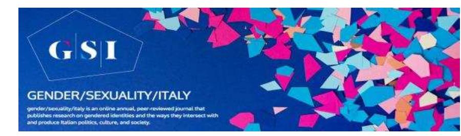 g/s/i is an annual peer-reviewed journal which publishes research on gendered identities and the ways they intersect with and produce Italian politics, culture, and society by way of a variety of cultural productions, discourses, and practices spanning historical, social, and geopolitical boundaries. 
