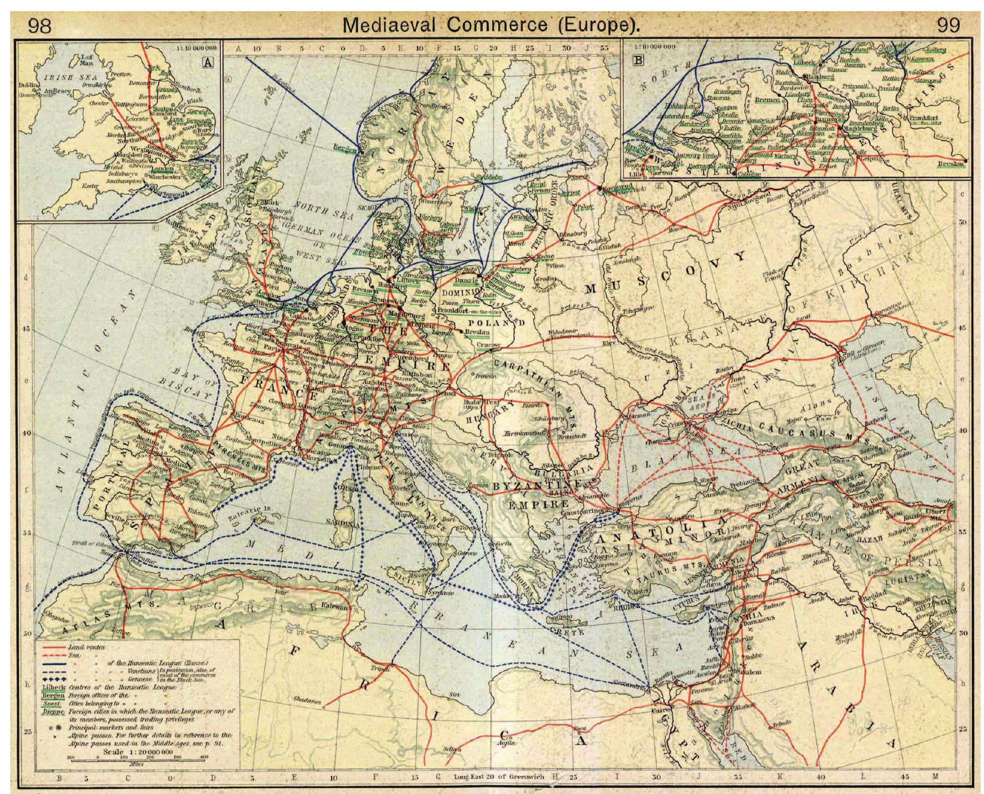 Figure 1. By the end of the 14th century there were established land and sea trading routes all over Europe. 