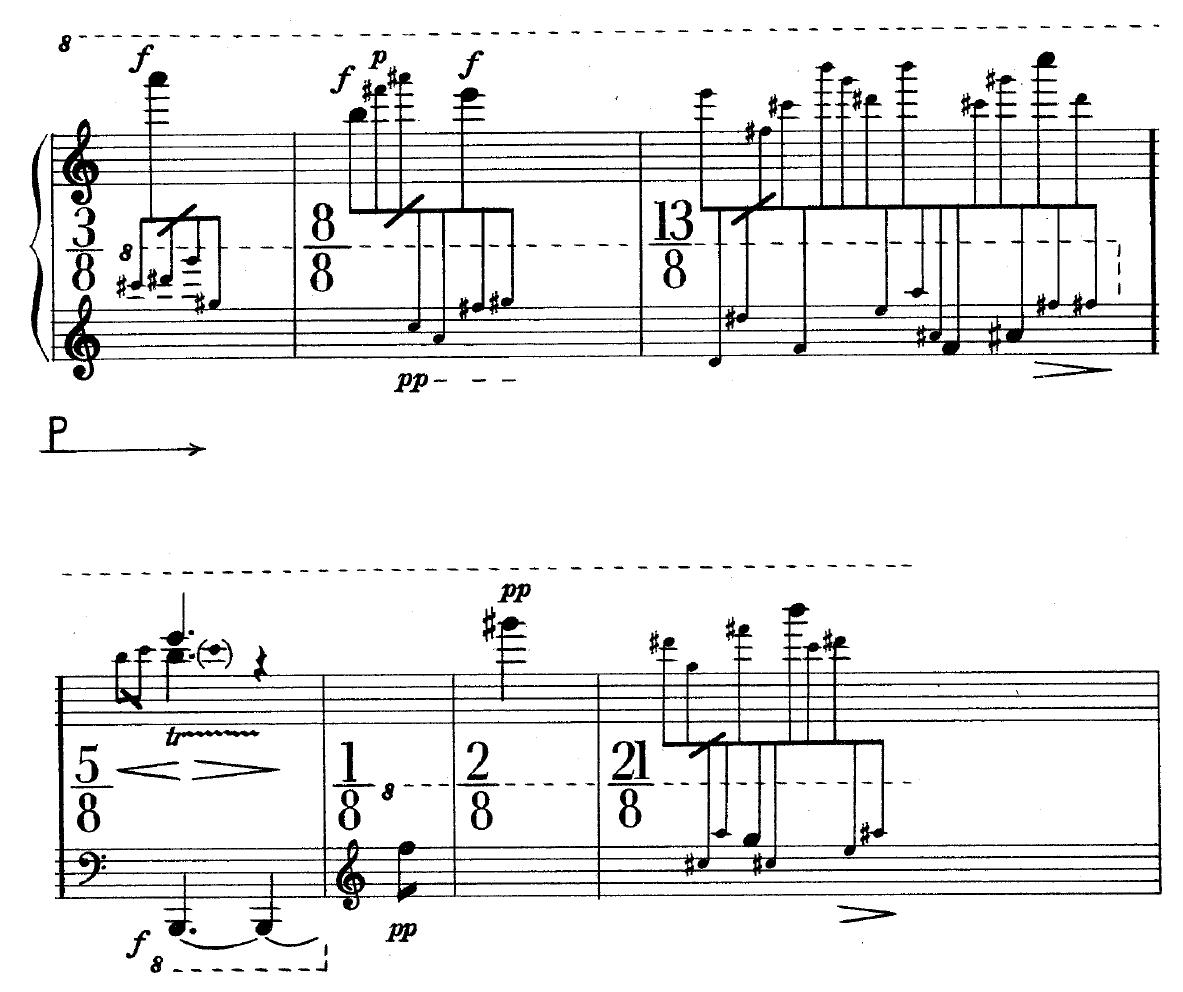 Figure 3 — Klaviersttick IX — fast figurations in irregular groups (bars 141 — 147) 