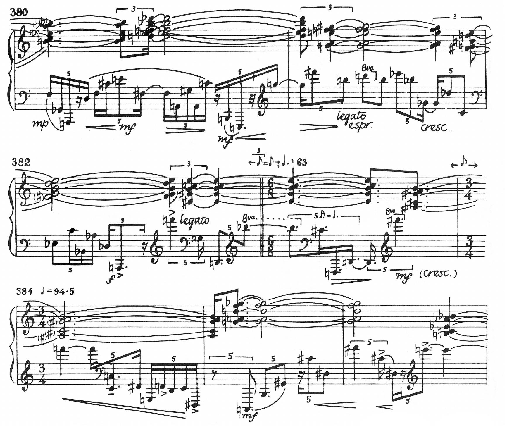 Figure 24 (cont.) — Night Fantasies - quasi recitativo (bars 377 - 386) 