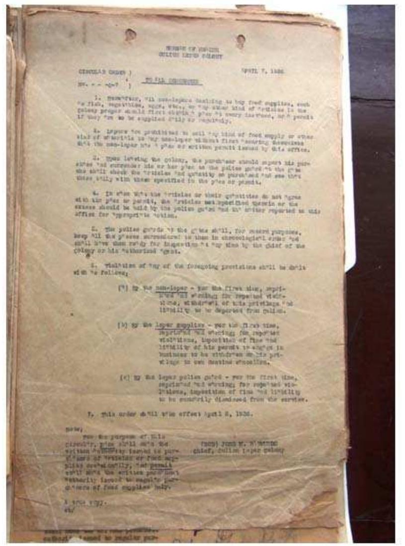 Appendix H. 1936. Circulation Order No. 7. April 7.