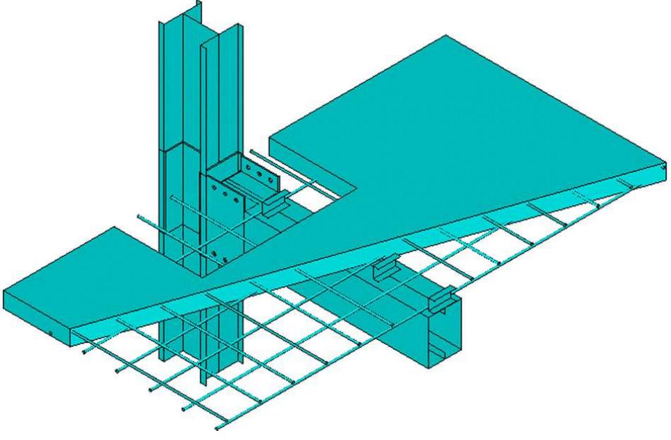 Fig. 5. Steel cold-formed composite beam-to-column joint, tested to investigate its semi-rigid performance [18]. 